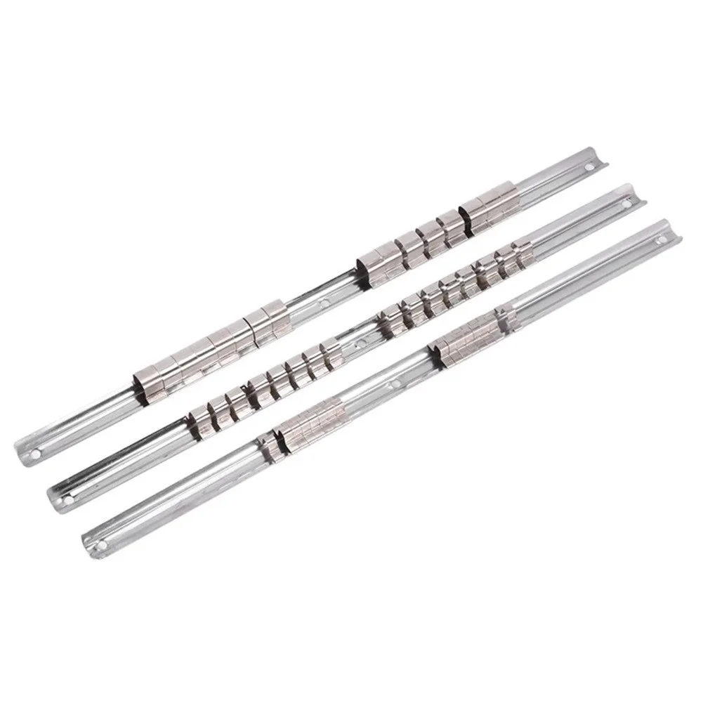 3pcs Socket Storage Rack Holder 4 38 2 Inch with 16 Clips Stainless Steel Rail Organizer for Workshop and Garage