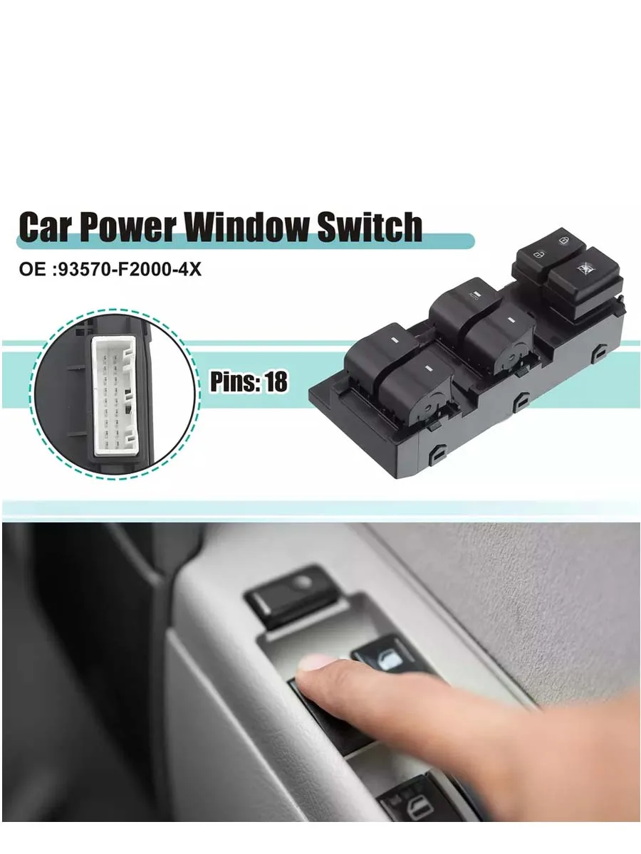 

Driver Master Power Window Switch W/Auto For Hyundai Elantra 15-22 93570-F2000 93570-F20004X 93570F20004X