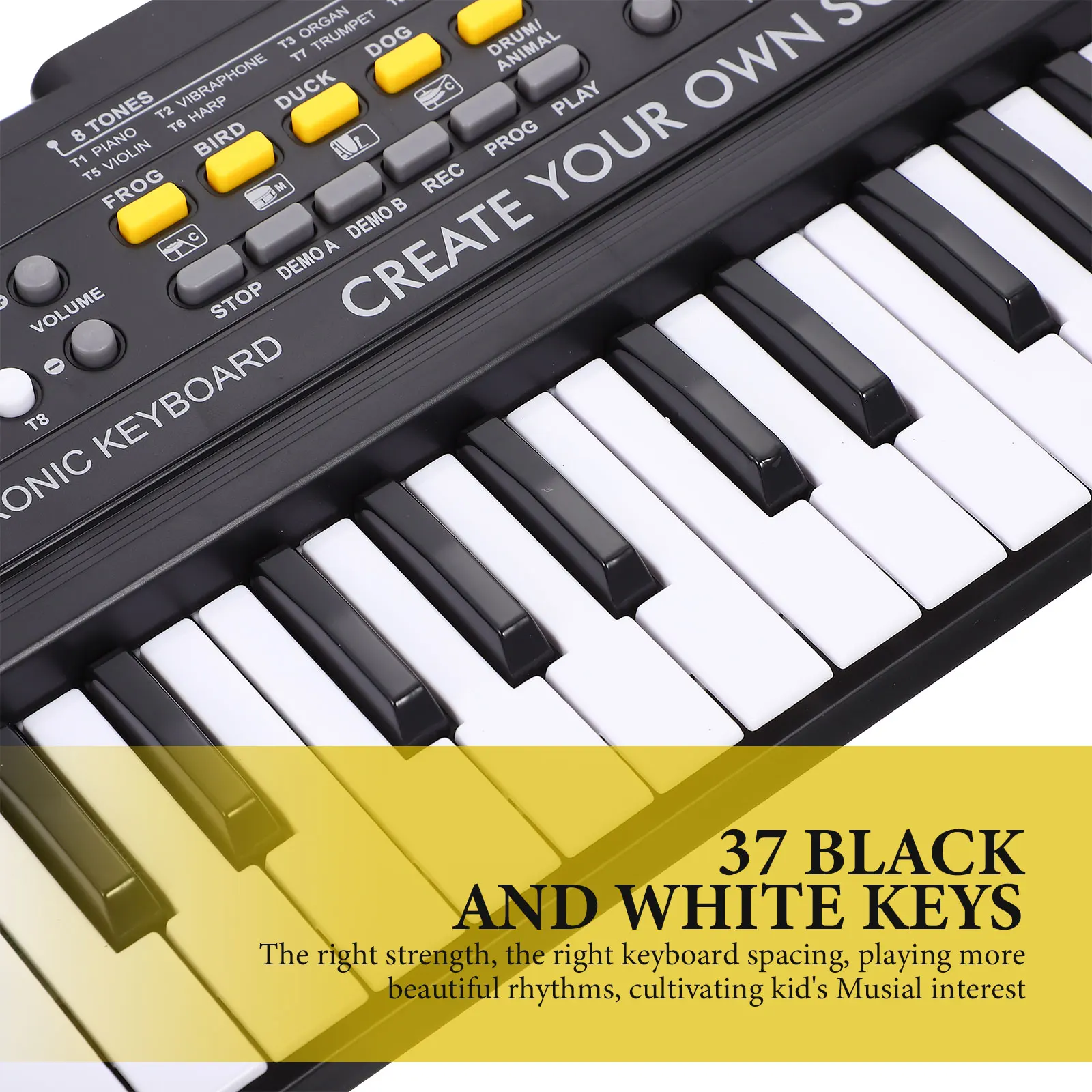 

Music Toys Electronic Organ Children Keyboard Piano Kids Beginner Mini Little with Microphone Black Touch Childs Baby