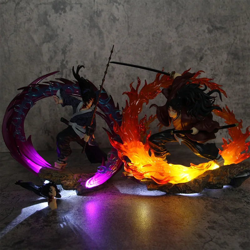 Demon Slayer Kimetsu No Yaiba Anime Kokushibo Tsugikuni Yoriichi Anime Figure With Led Light  Pvc Model Desktop Decoration Gift