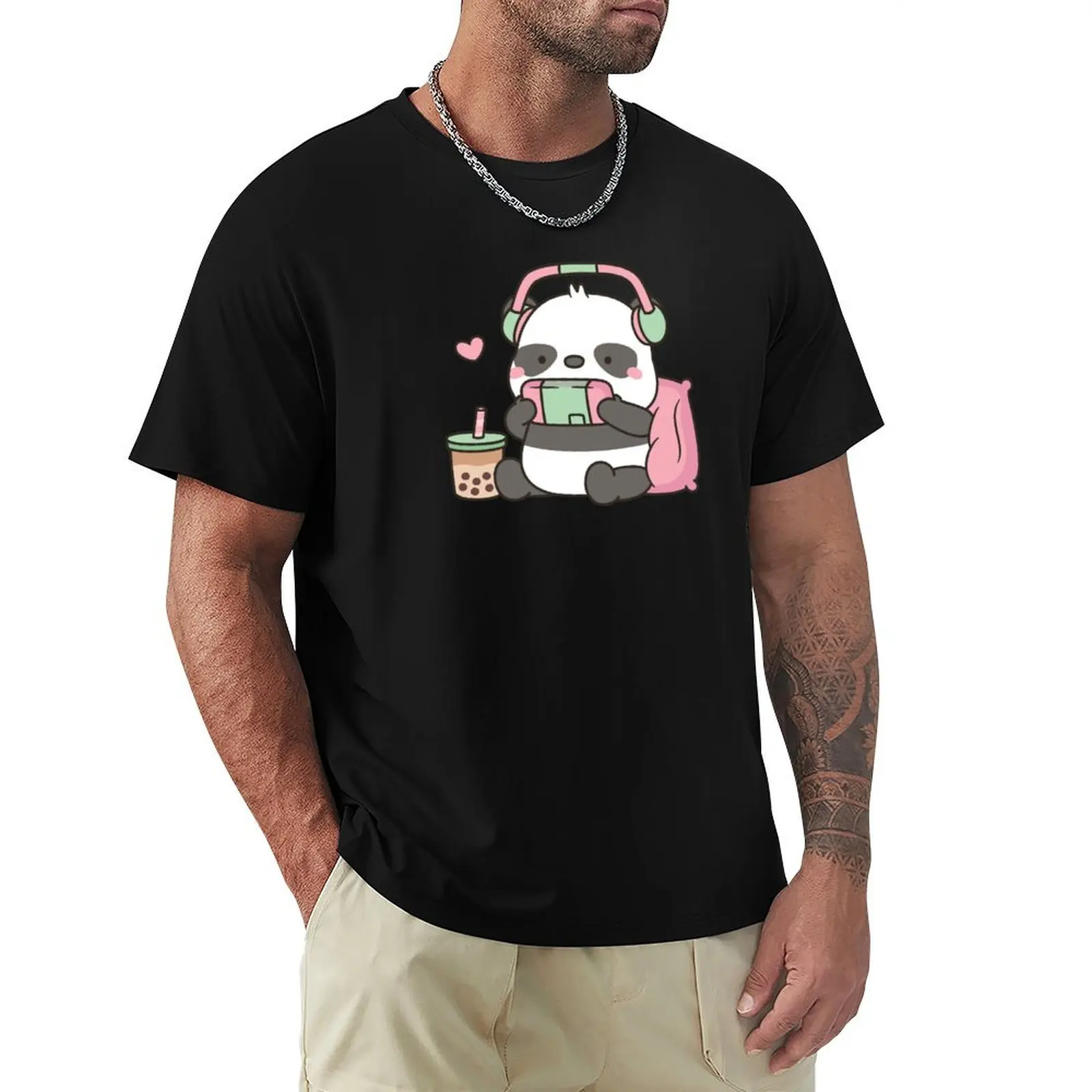 

Cute Little Panda Gamer With Headphones T-Shirt graphic tee shirt Personalized t-shirt gifts for boyfriend vintage t shirt men