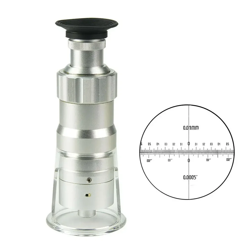 

100-кратная светодиодная лупа для карманного микроскопа, штамп, лупа для оценки ювелирных изделий, измерительная сетка 0,01 мм