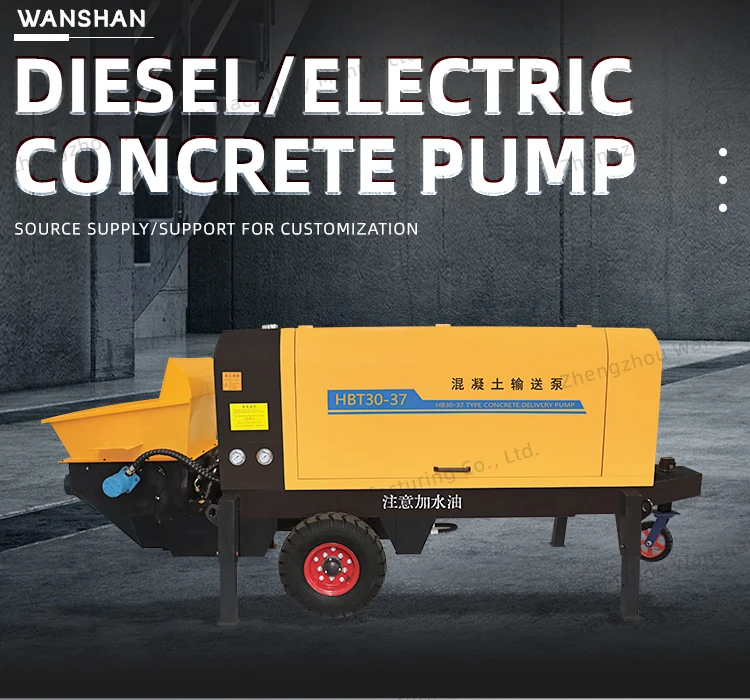 Mini Professional Diesel Concrete Pump Machine With Engine Core Components For Cement Mortar Pumping