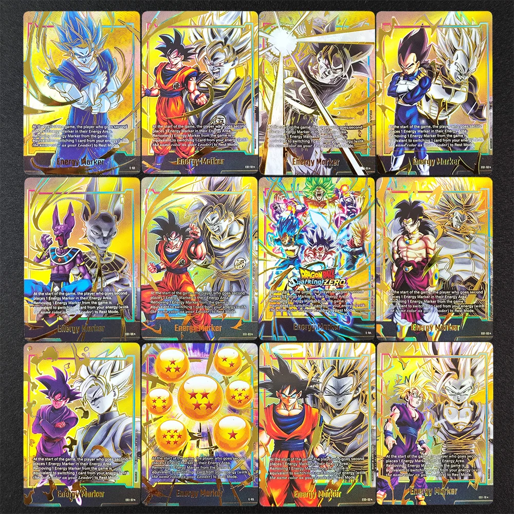 DIY Dragon Ball Super Fusion World Energy Marker English Gold E01-01 E-06 E-04 E03-02 E02-01 E01-10 Game Collection Card Toy