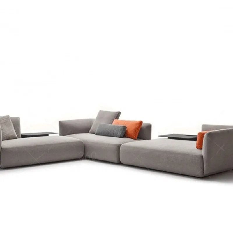 Nordic creative and simple L-shaped corner concubine combination sofa, cotton and linen homestay apartment designer lounge area
