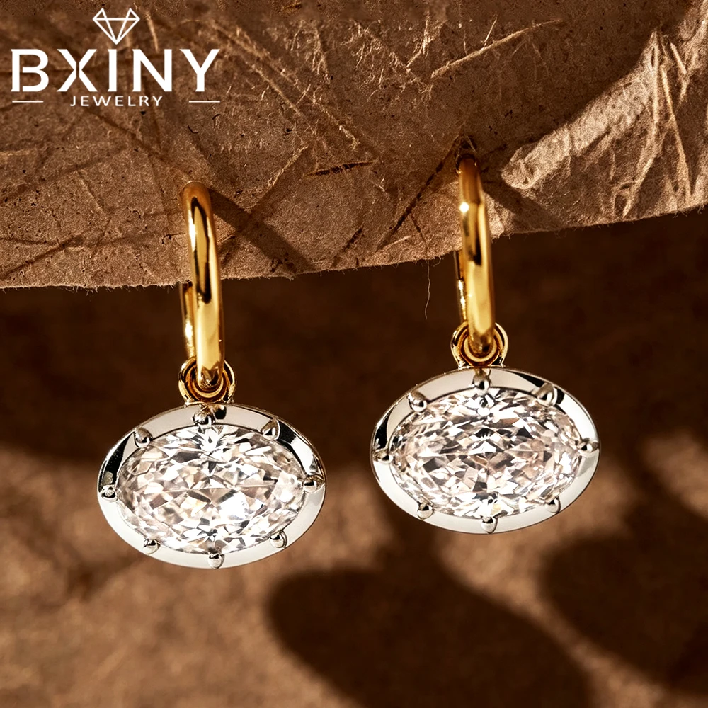 BXINY BXINY East West Oval High Carbon Diamond Drop Earrings S925 Silver Bezel Prong Set 5A Zircon Hoop Earring for Women Gift Jewelry - Aliexpress Deal