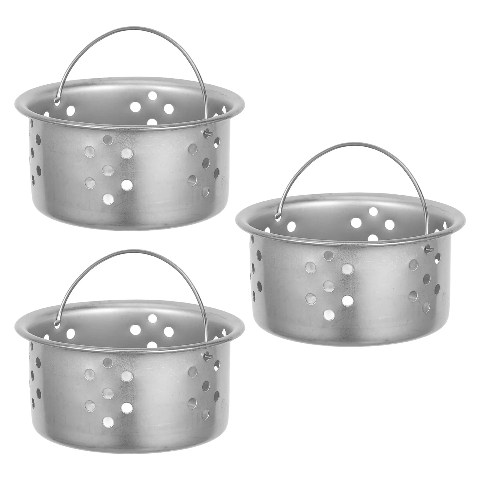 

3 pcs Stainless Steel Filter Basket For Kitchen Fine Mesh Drain Strainer Replacement Durable Sink Strainer Basket Set Kitchen
