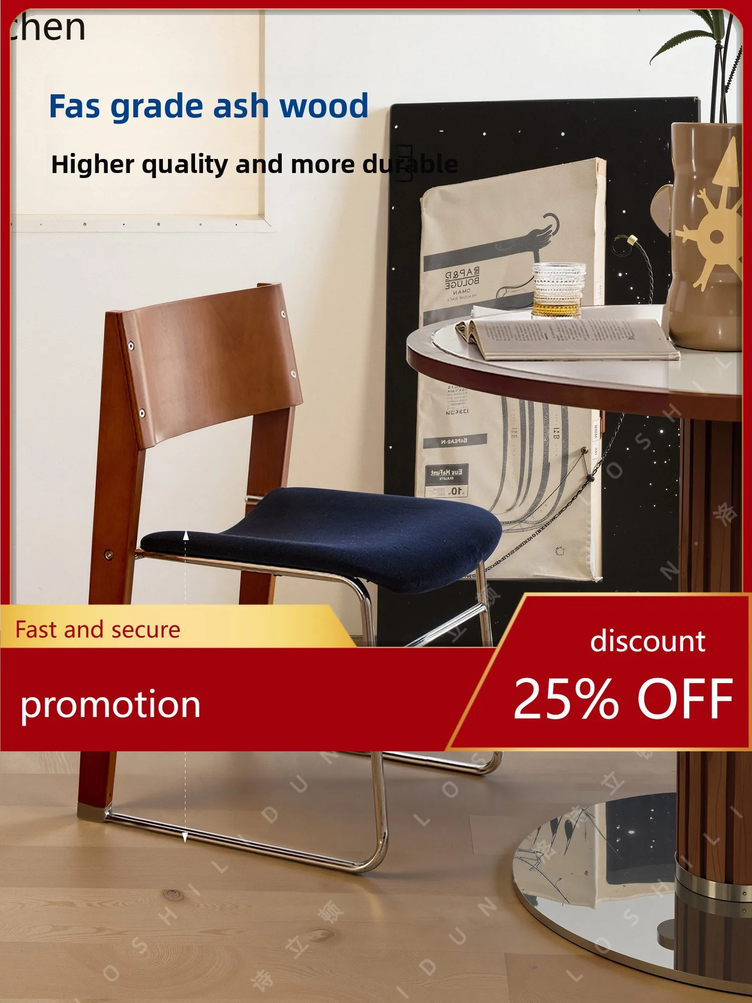 

YFY Solid Wood Dining Chair Restaurant Backrest Stainless Steel Dining Table Chair