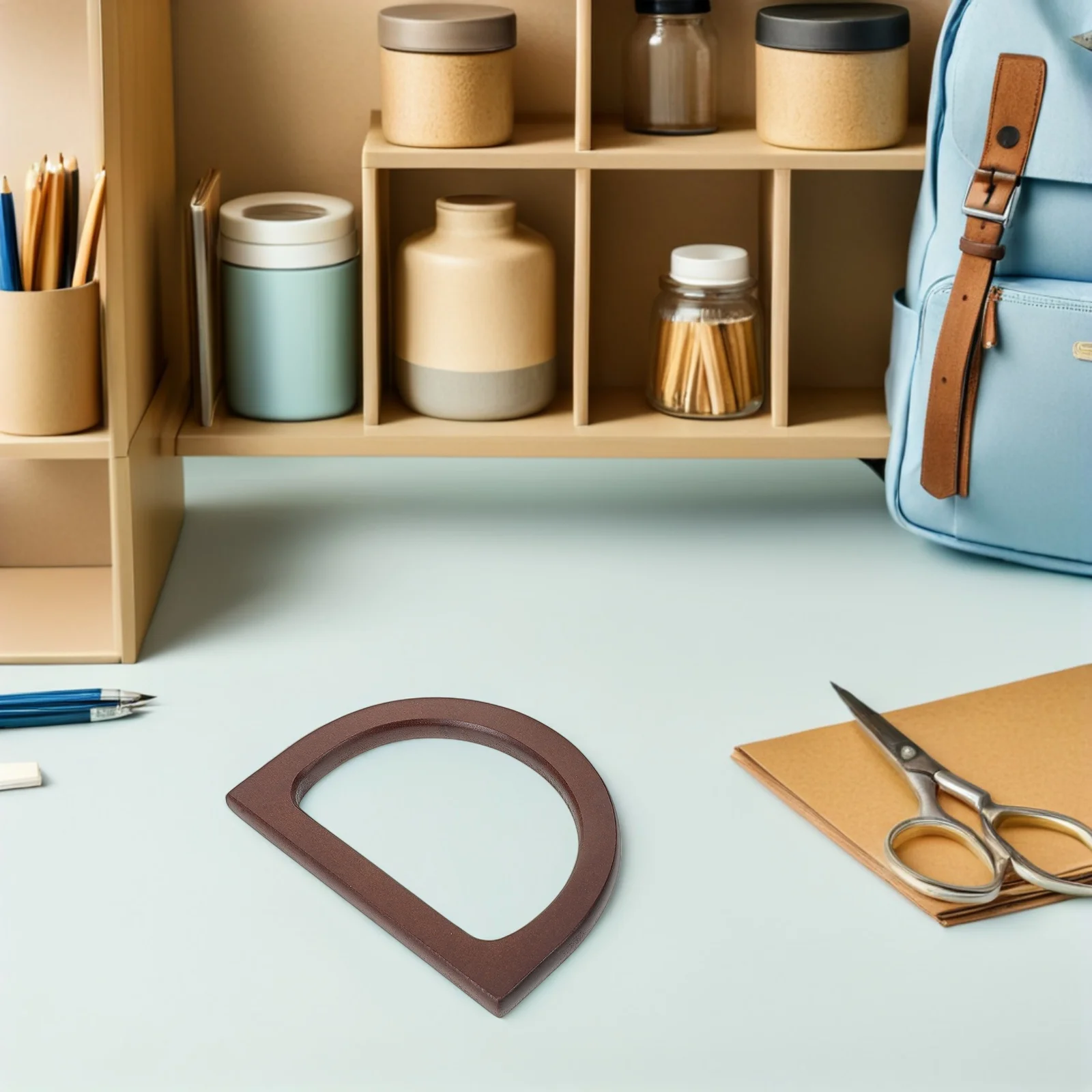 

6Pcs Wooden Bag Handles D Shape Handbag Handle Replacement Accessories for DIY Handmade Purse Tote Beach Straw Bags