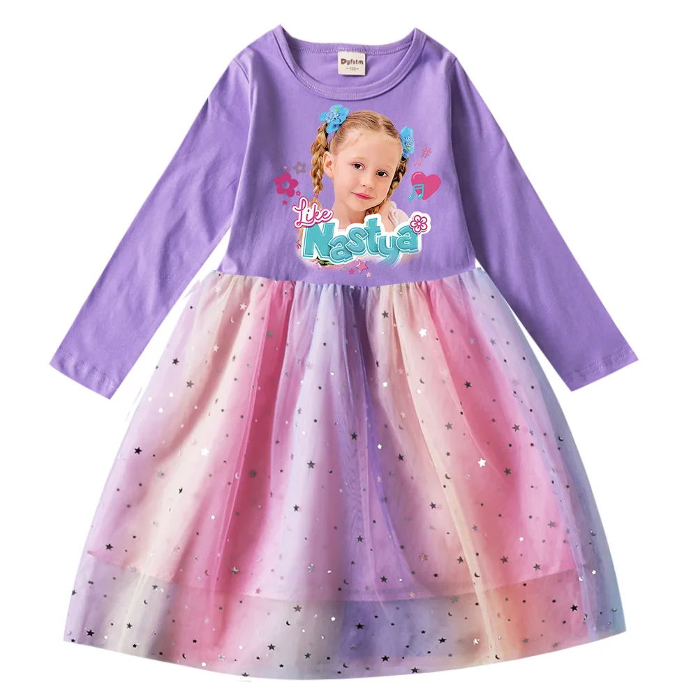 Spring/Autumn Russia Like Nastya Dress Baby Girls Cartoon Dress Kids Long Sleeve Casual Dresses Children's Vestidos