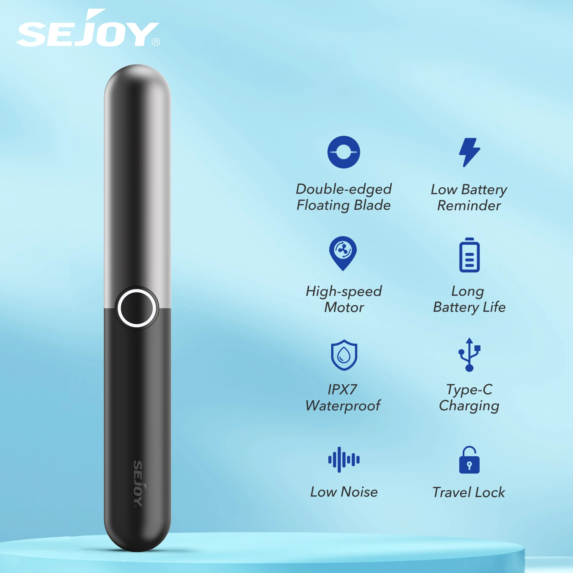 

Sejoy 2-в-1 триммер для носа и ушей, набор для грумера, беспроводная, перезаряжаемая, моющаяся, безболезненная, для нежного удаления волос, электробритва, инструмент