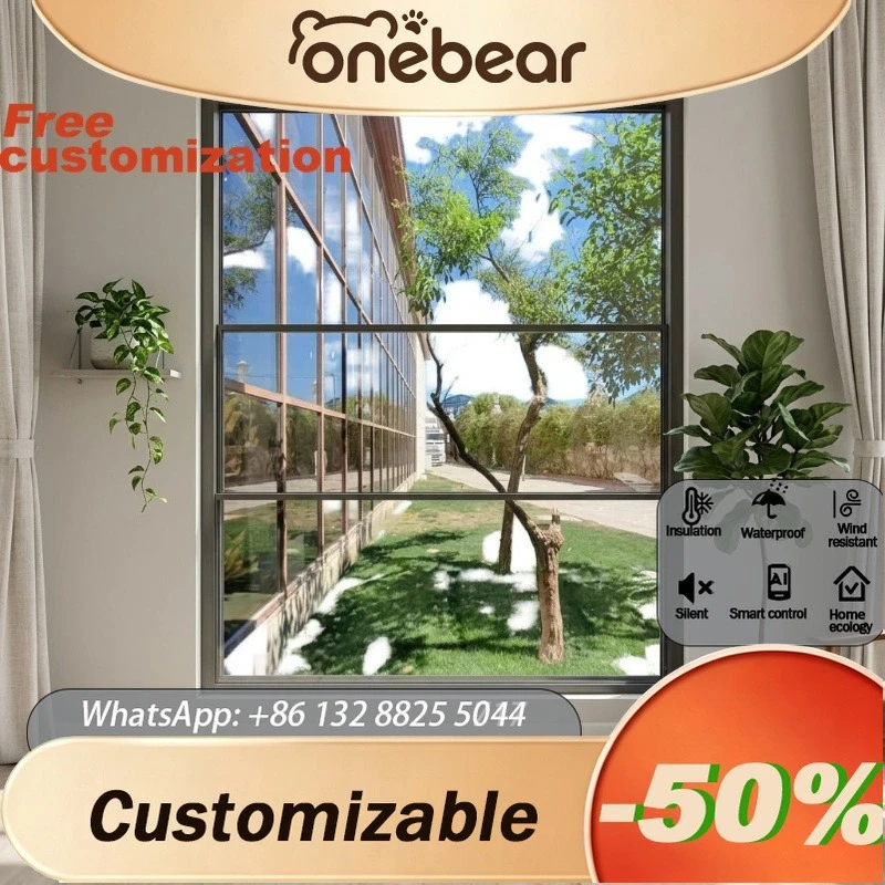 Any Size Custom Large Glass Lifting Window Electric Vertical Sliding Modern Aluminum Frame Floor Soundproof Energy Saving Window