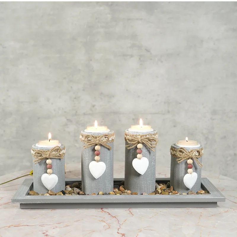 

New Love Candle Holder Wooden Candle Ornament Candle Dinner Set Home Atmosphere Wooden Craftsmanship