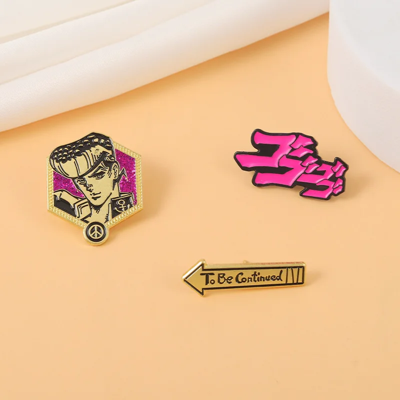 Anime JOJOS BIZARRE ADVENTURE Brooch Pins Kujo Jotaro Badge Metal Alloy Lapel Pin Corsage Cosplay Props Gifts Jewelry Collares