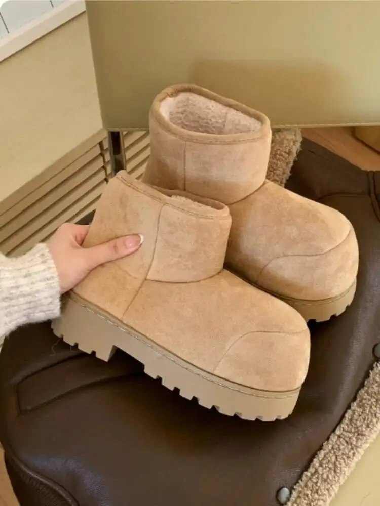 

Ankel Snow Boots Women's Winter Cute Big Toe Snow Boots Thick Sole Fleece Lined Thickened Cotton Ankle Boots Non Slip Warm Shoes