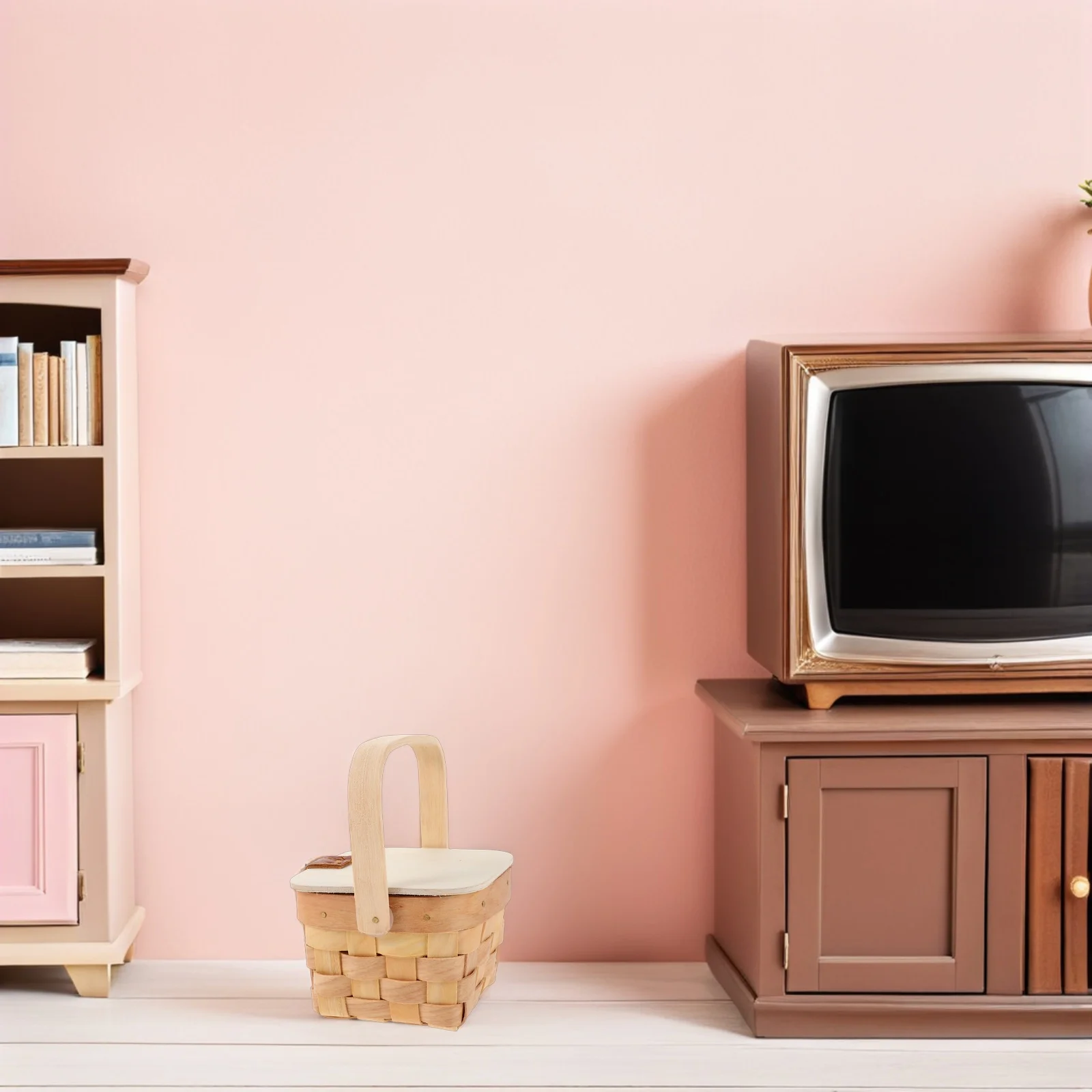 2 قطعة سلال منسوجة صغيرة مقابض خشبية سلة حلوى ريفية مزرعة صغيرة الزفاف زهرة فتاة حفلة لصالح سلة تعيق صغيرة