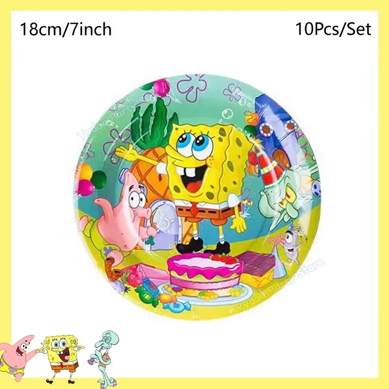 SpongeBob Schwammkopf Geburtstagsparty Dekorations-Set Tischgeschirr Becher Teller Tischdecke Luftballons Babyparty Kinderparty Geschenke – Detail 4