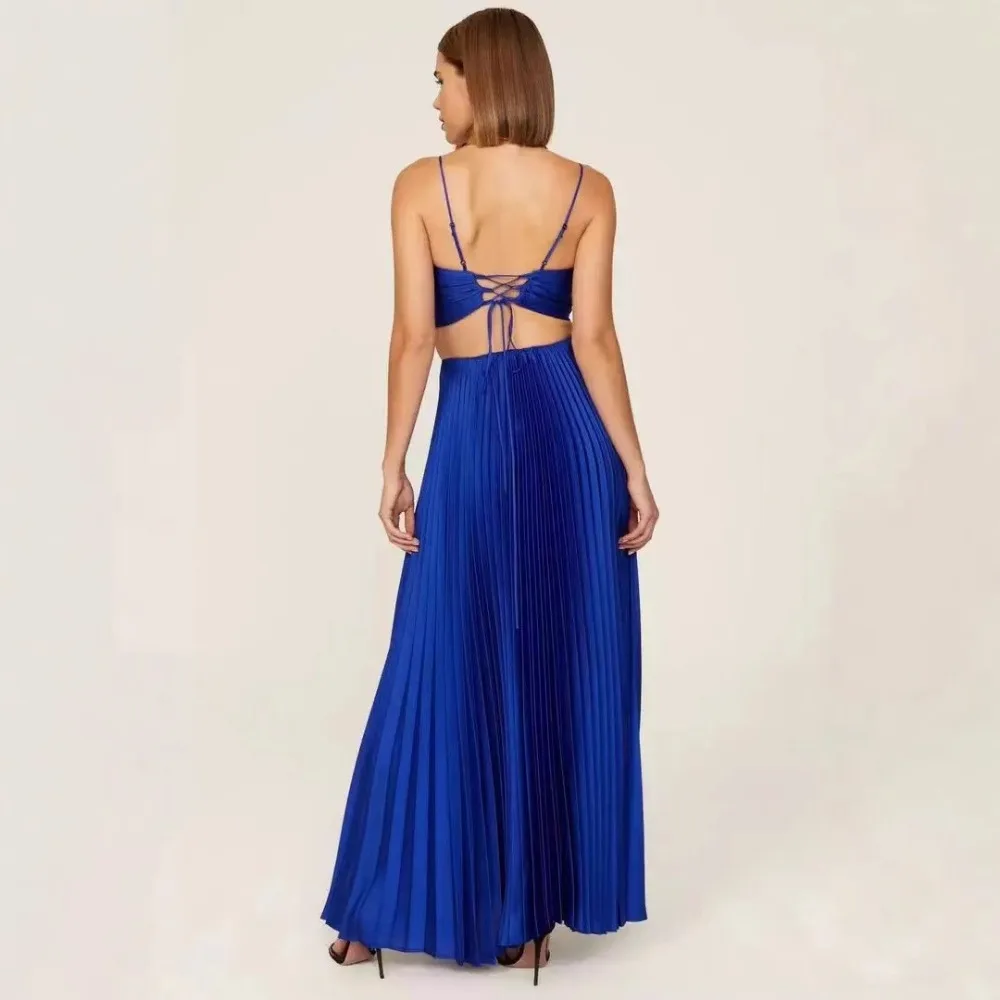 Luxury Brand Deep V-neck Elegance A-line Evening Dresses Floor Lenght Backless Formal Women Caicktail Wedding Party Gowns Trendy