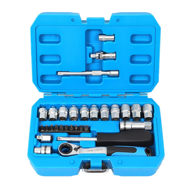 

29pcs Core Ratchet Socket Wrench Kit Socket Ratchet Torque Wrench Set Quick Release Tool Wrench Combo Auto Repairing Tool Set