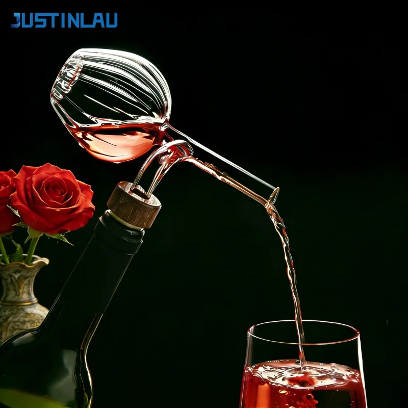 JUSTINLAU Creative Wine Aerators Pourer High Borosilicate Glass Red Wine Decanter Quick Spout Sobering Device for Wine Lovers