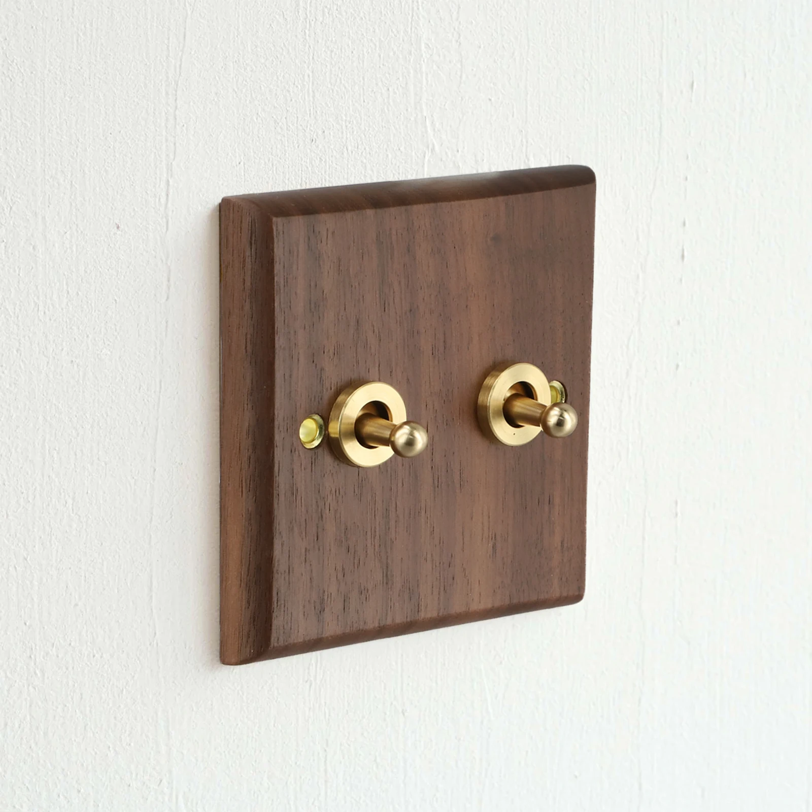 Artisan Crafted Light Switch Brass Lever Handmade Craftsmanship Functional Aesthetic Premium Black Walnut Wood