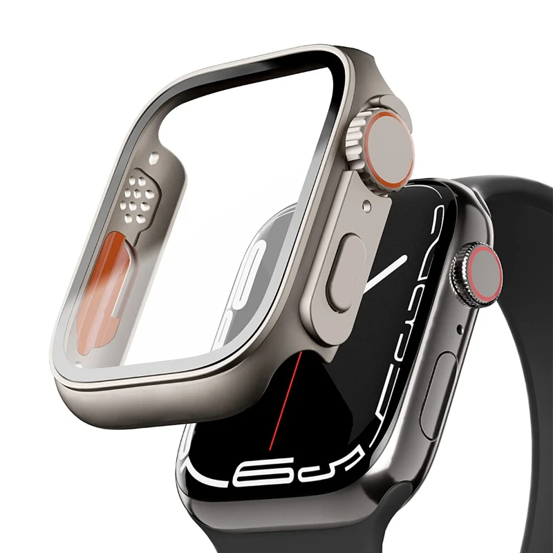 Screen Protector Cover for Apple Watch 45mm 44mm 40mm 41mm PC Bumper Case for iWatch series 9 8 7 SE 6 5 4 Change To Ultra
