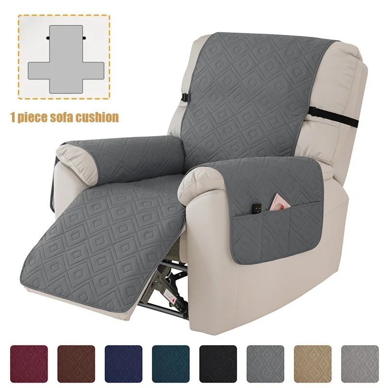 Quilted Recliner Sofa Cover Water Repellent Reclining Chair Covers Pet Kid Dogs Mat Armchairs Slipcovers with Elastic Strap