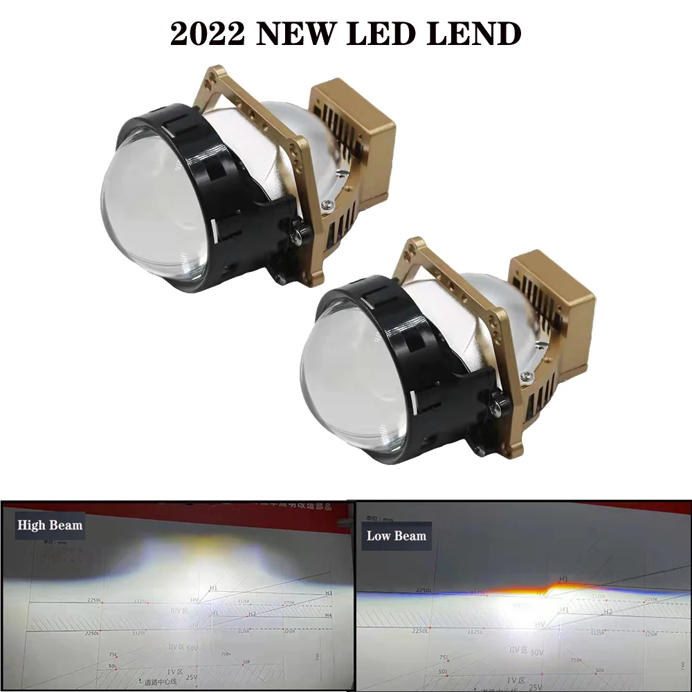 2022 LED Bi-led Lens 3.0 inch 55W 12V LED Projector Headlight Lenses Diode Chip Car Headlamp LED Lights Retrofit DIY For Hella