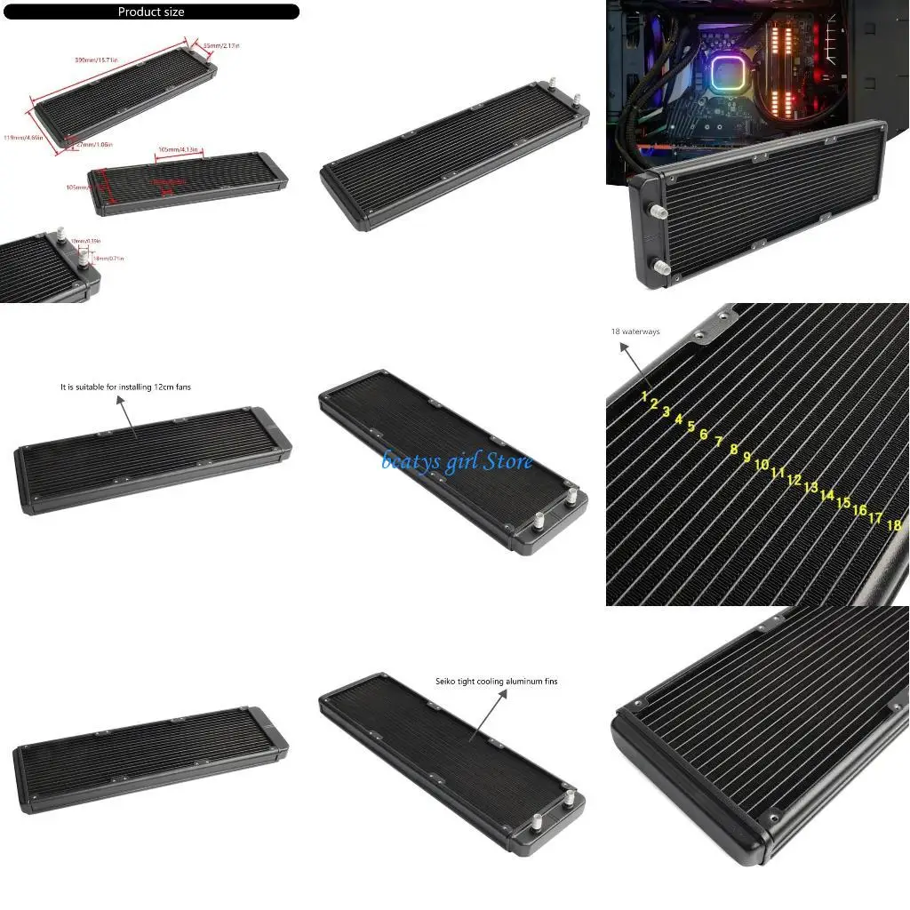 

C7AB Water Cooling Radiators 18 Pipe Aluminum Heat Exchanger Radiators SRL360F10 for PC