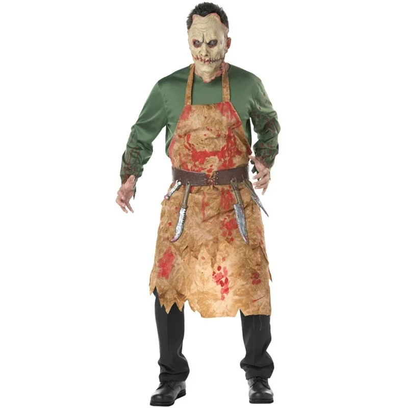 

Halloween Butcher Killer Cosplay Costume Adult Horror Apron Mask Suit Bloodstained Zombie Uniform Halloween Clothes