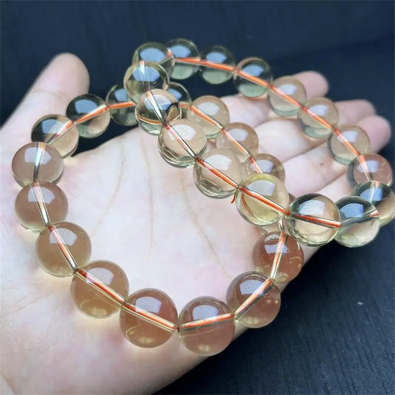 14MM Natural Citrine Bracelet Women Men Handmade Stretch Rope Bracelet Luxury Jewelry Energy Healing Gift 1PCS