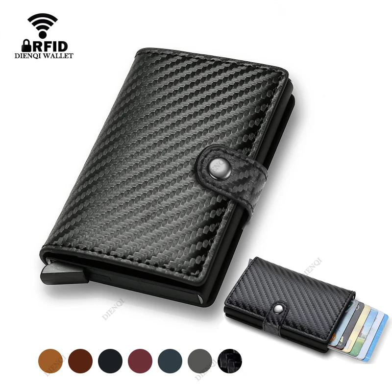 Antykradzieżowe etui na karty kredytowe Portfele męskie Luksusowe etui z włókna węglowego blokujące Rfid Aluminiowe etui na karty bankowe Smukły portfel dla mężczyzn
