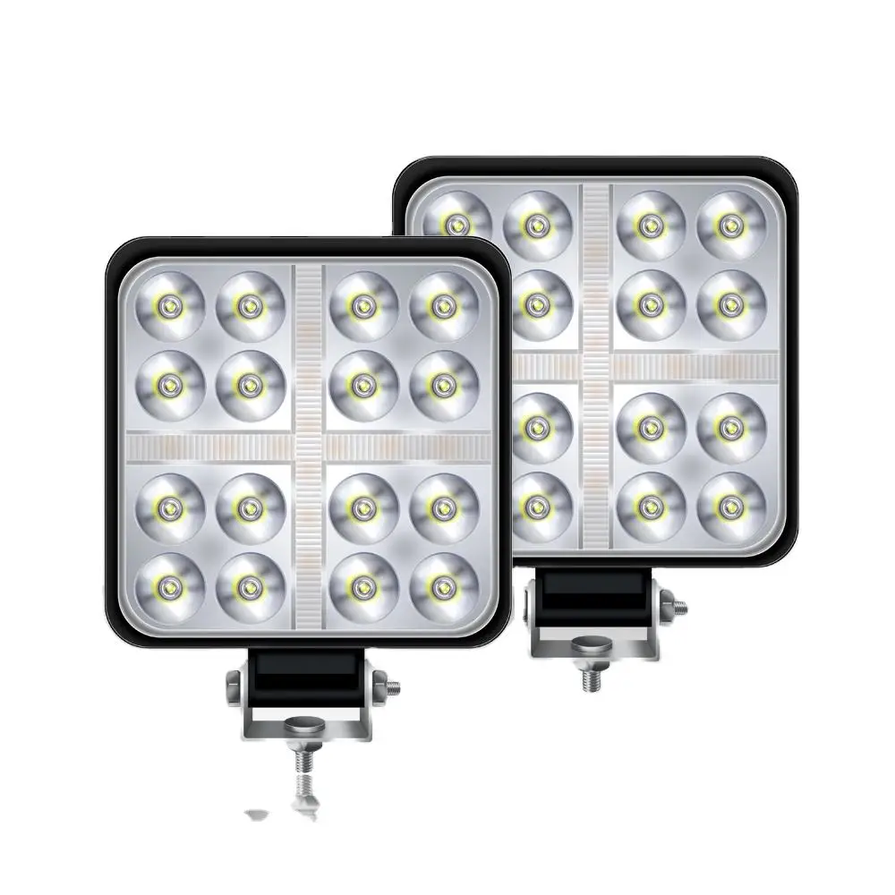 2 قطعة ضوء العمل LED للسيارات 48 واط 4 بوصة لسيارة شاحنة العمل السيارات مربع LED ضوء العمل ضوء السيارة 12-24 فولت