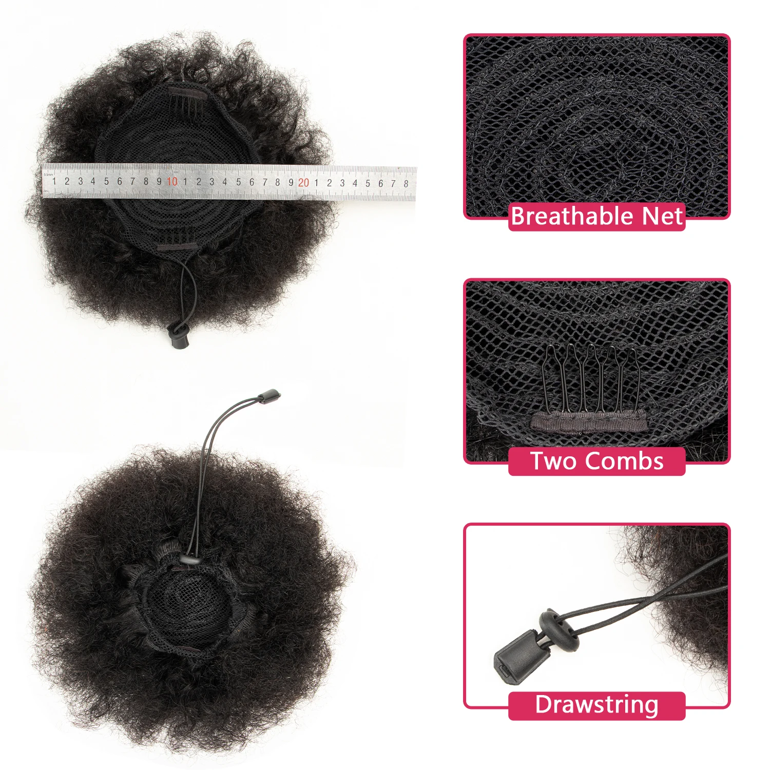 Afro kinky encaracolado rabo de cavalo extensões de cabelo humano pães chignon afro puff cordão encaracolado rabo de cavalo remy cabelo humano para preto
