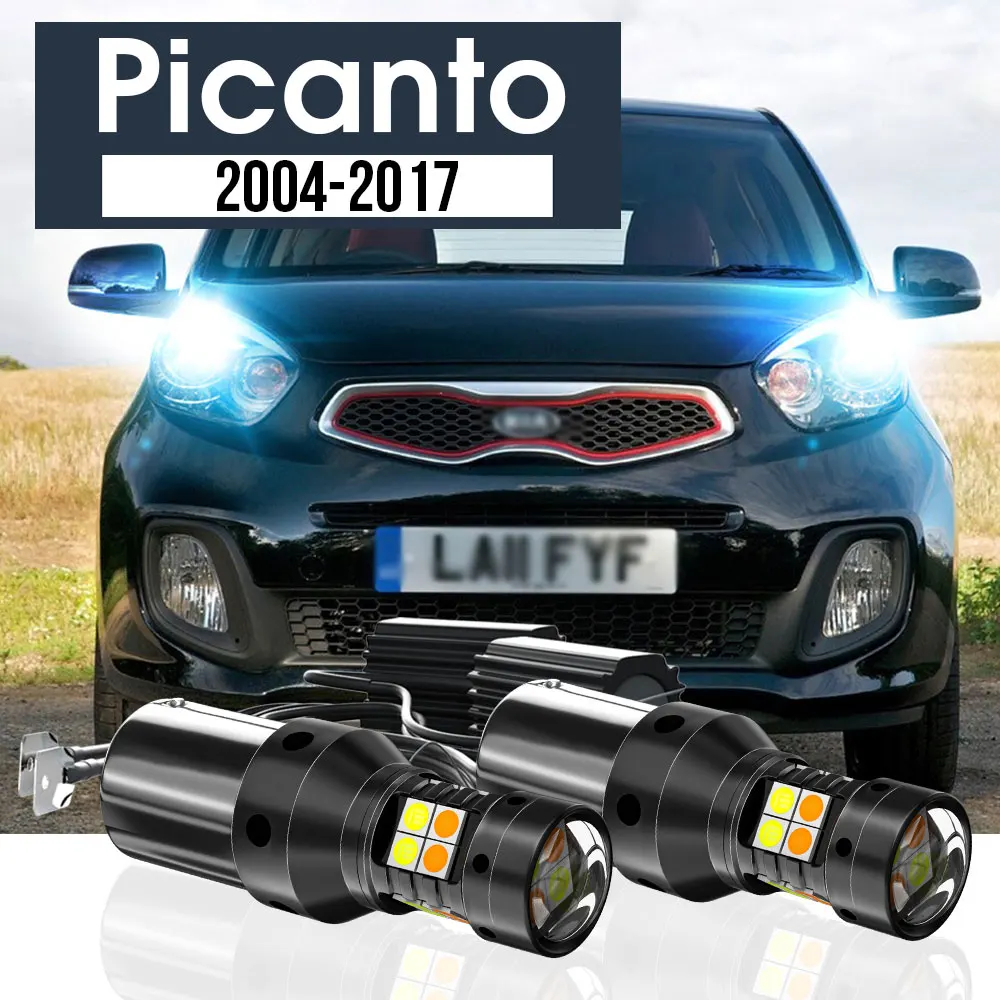 

2pcs LED Dual Mode Turn Signal+Daytime Running Light Blub DRL Canbus Accessories For Kia Picanto 2004-2017 2011 2012 2013 2014