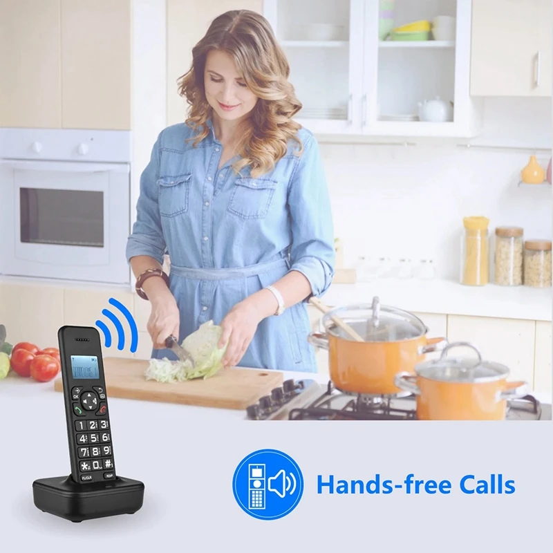 FULL-D1102B ไร้สายโทรศัพท์เครื่องตอบรับ Caller ID/Call Waiting 1.6 นิ้ว Backlight LCD 3 สายหน้าจอ EU Plug