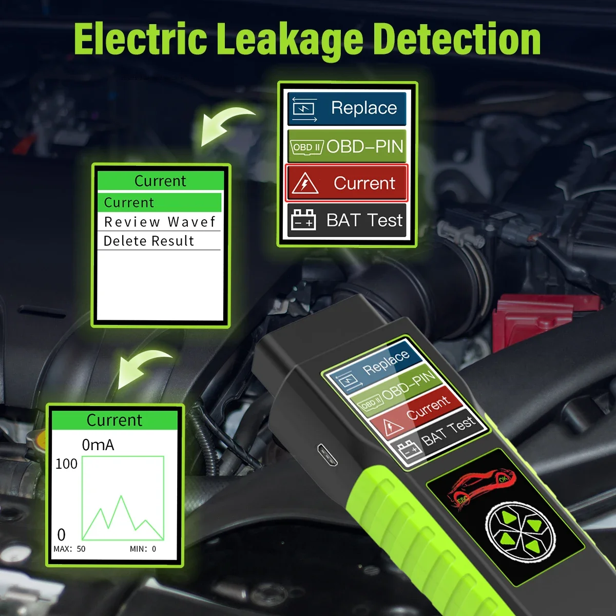 Topdiag BT400 Car Battery Tester Circuit Analysis 12V 24V Voltage Leakage Test Electrical OBD2 System Automotive Diagnostic Tool