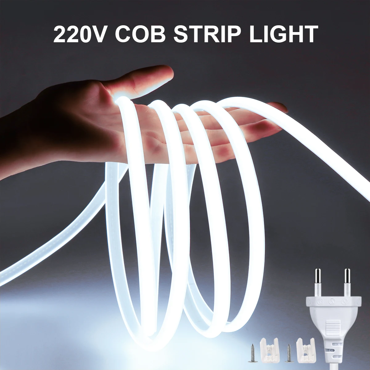 COB LED Neon Strip Light 220V 110V 288LEDs/m CRI RA90 Flexible Outdoor LED Tape With ON OFF Switch For Kitchen Garden Lighting