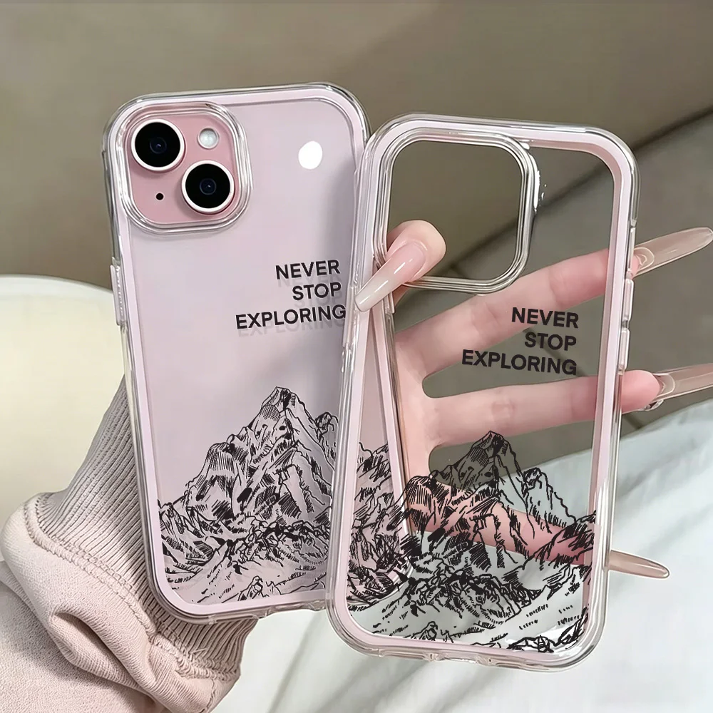 Mountain Peak Kreative Transparente 2-in-1 Handyhüllen für iPhone 11 12 13 14 15 16 17 Pro Max Plus XR X Air Klare Stoßfeste Hülle – Detail 6