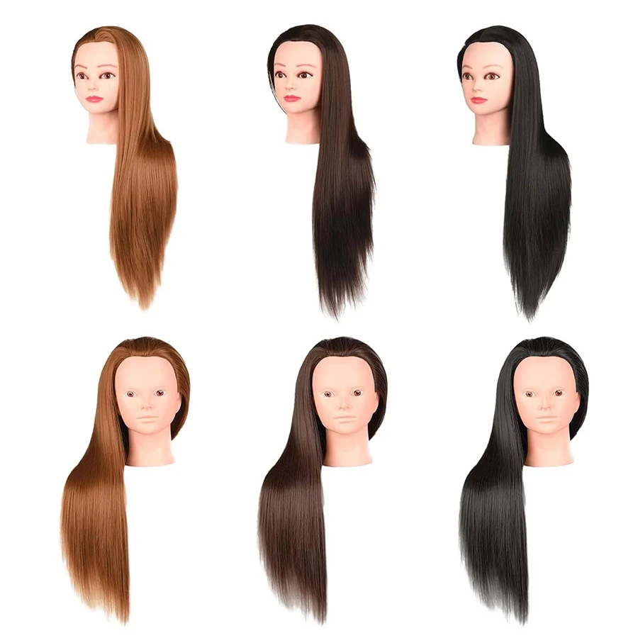 Hair Training Head Practice Tools Synthetic Fiber Hair Mannequin Head for Barber Shop Cutting Braiding Hair Stylist Hair Salon