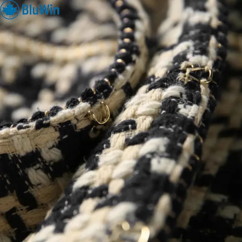 BluWin Classic Checkered Tweed Jacket – Elegant Contrast Trim for a Timeless, Chic Look