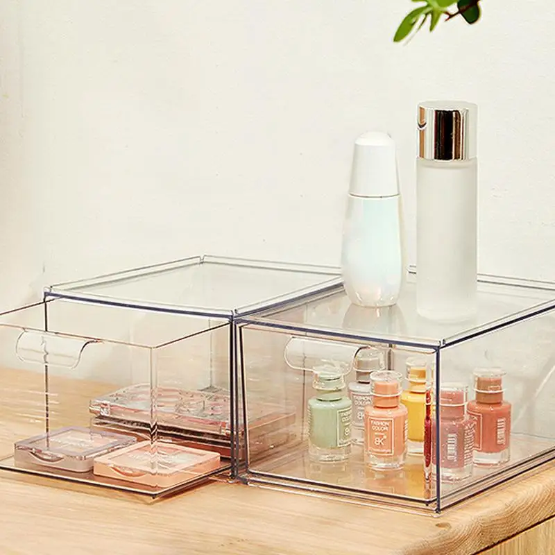 

Stackable Storage Drawers Desk Organizer Transparent Desk Accessories Bathroom Makeup Organizer Stackable Storage Boxes