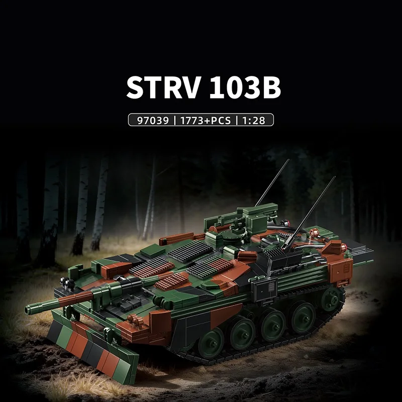 1773pcs Swedish STRV103B Tank Model Military Display Assembly Toy Blocks Collectible Educational & Fun Play NO.97039