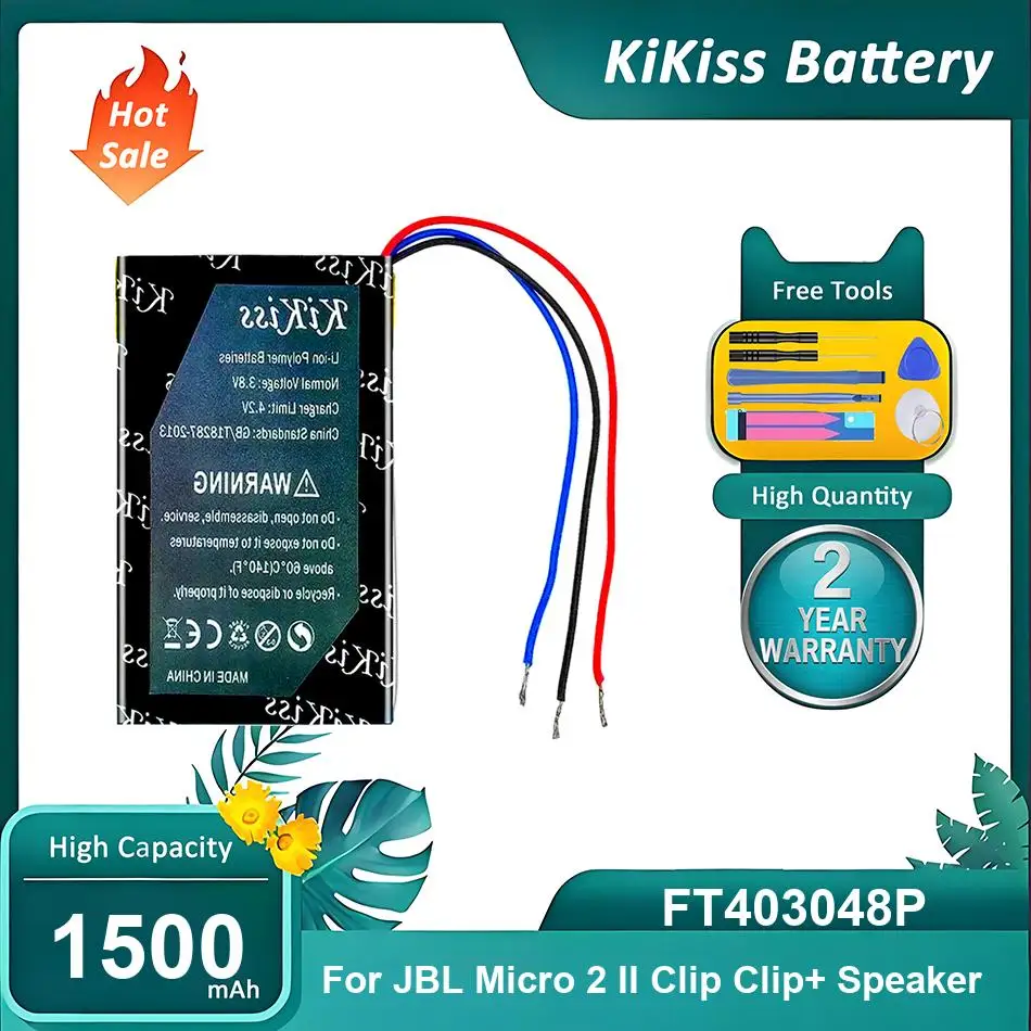 

Сменный аккумулятор для динамика JBL Micro 2 II Clip Clip+, FT403048P, 1500 мАч