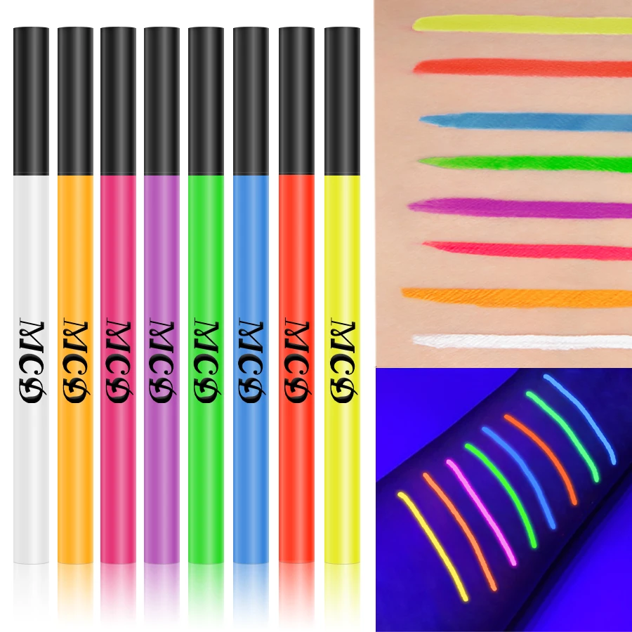 8 Colors Face Body Painting 1PC UV Light Neon Face Paint Art Makeup Blue Green Waterproof Christmas Party Body Paint Cosmetics