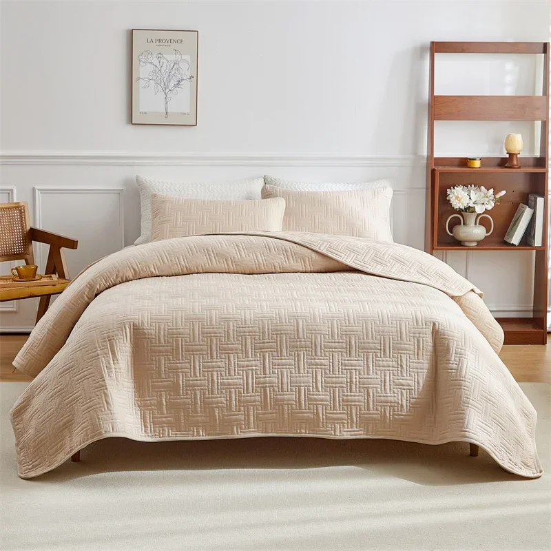 3pcs-set-quilted-cotton-bedspread-solid-color-ultrasonic-quilted-bedsheet-lightweight-quilted-king-queen-size-bed-cover