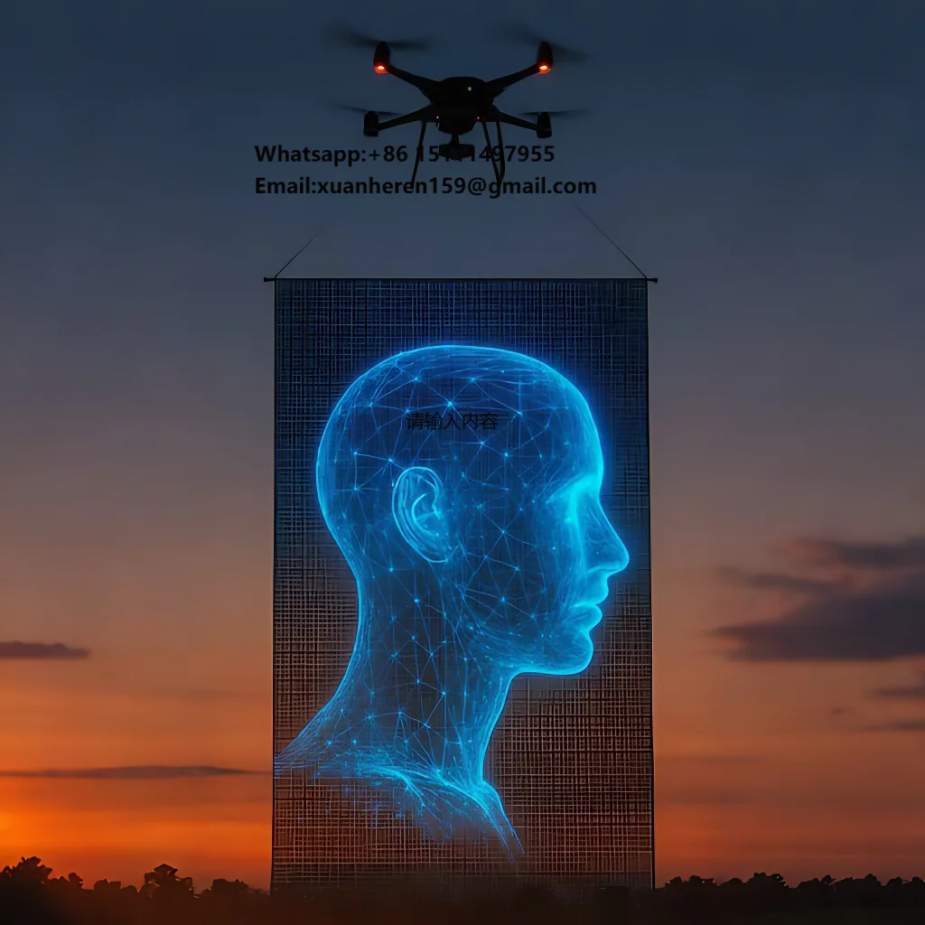 TOALED Transparent Flying LED Display with Drone Magic Carpet Screen LED Film Screen Rechargeable for Outdoor Advertising