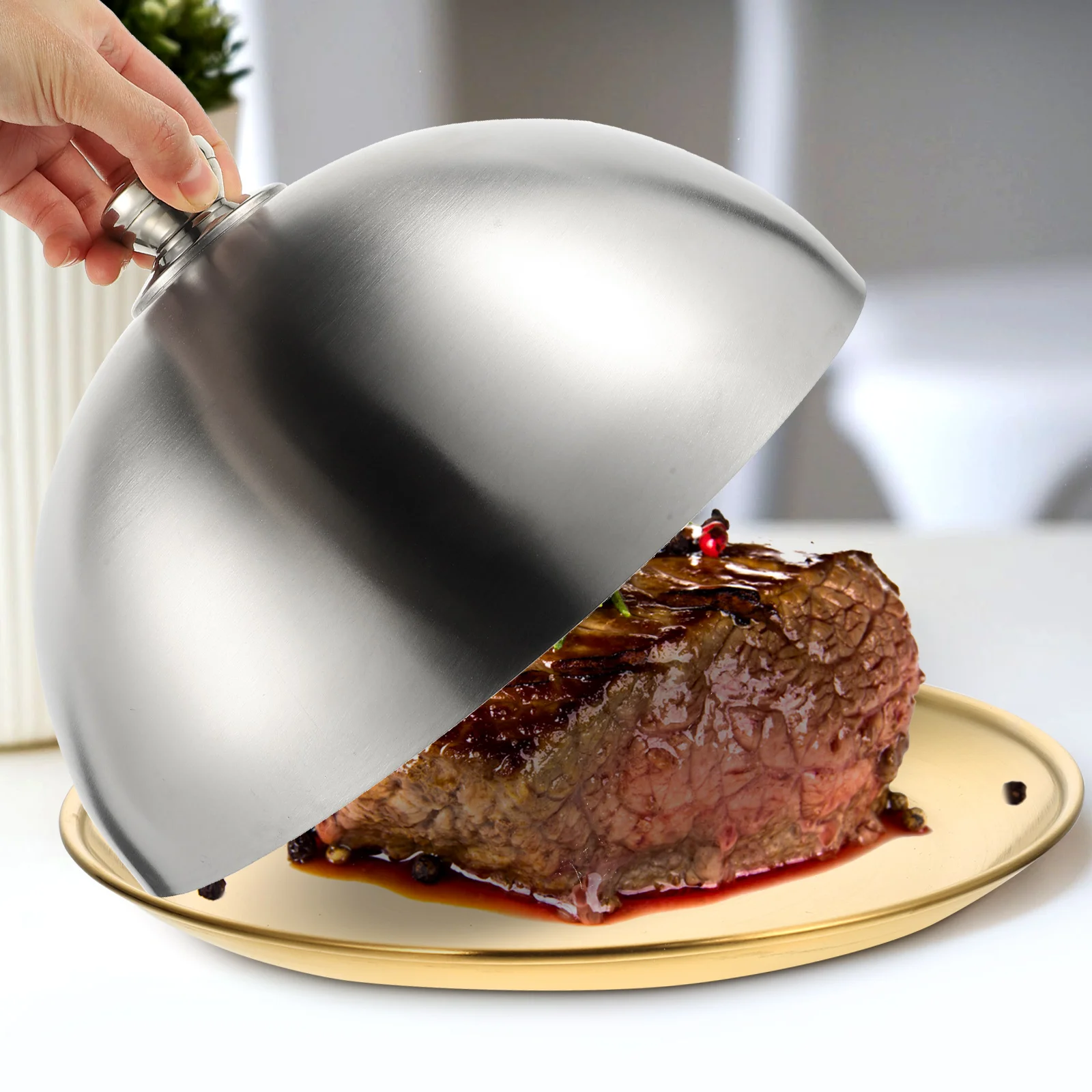 

Stainless Steel Cover Steak Lid Fine Workmanship Smooth Edges Non Dish Cover Rust Kitchen Cookware Parts