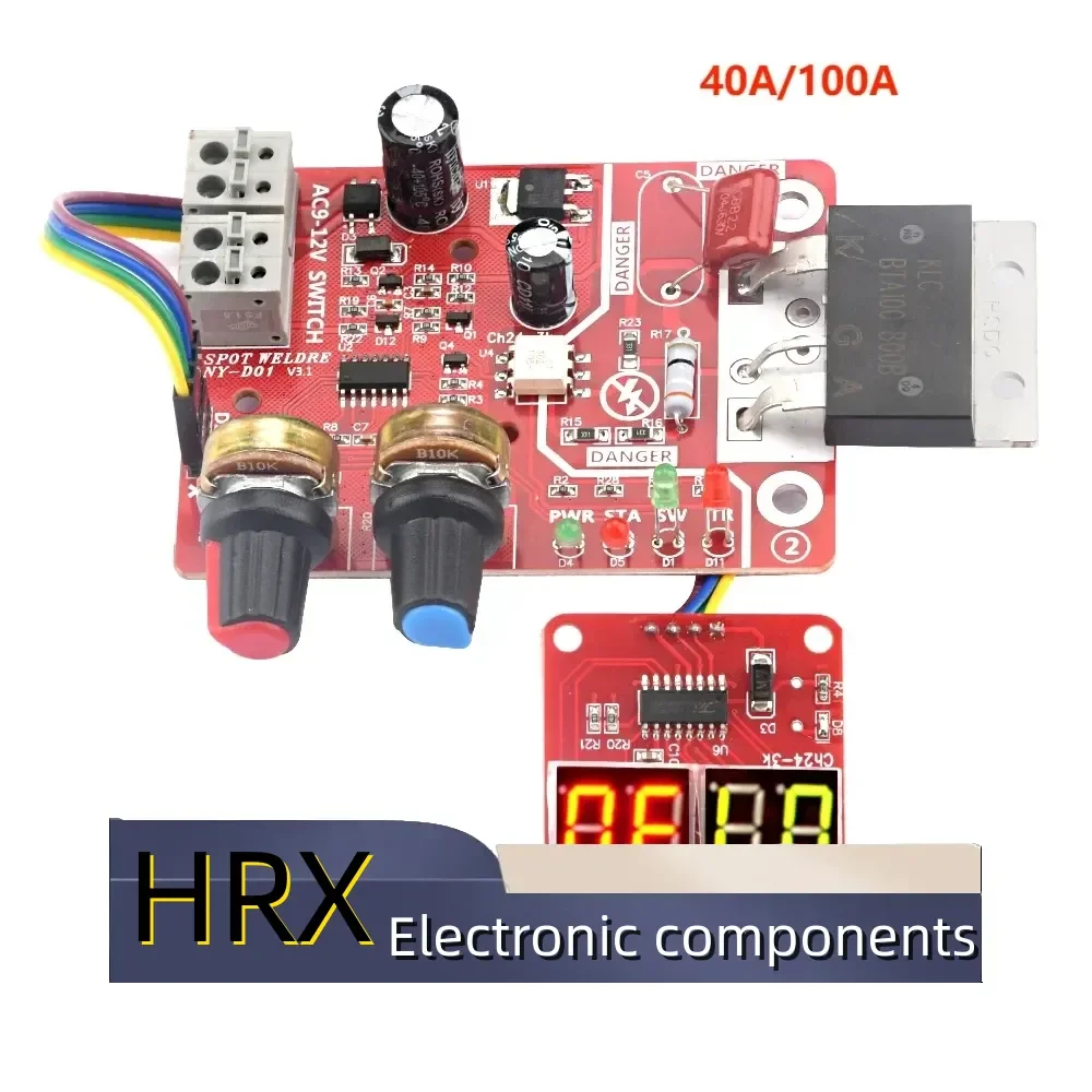 DIY NY-D01 Control Board 40A/100A Spot Welding Machine Control Board Welder Panel Adjust Time Current Digital Display