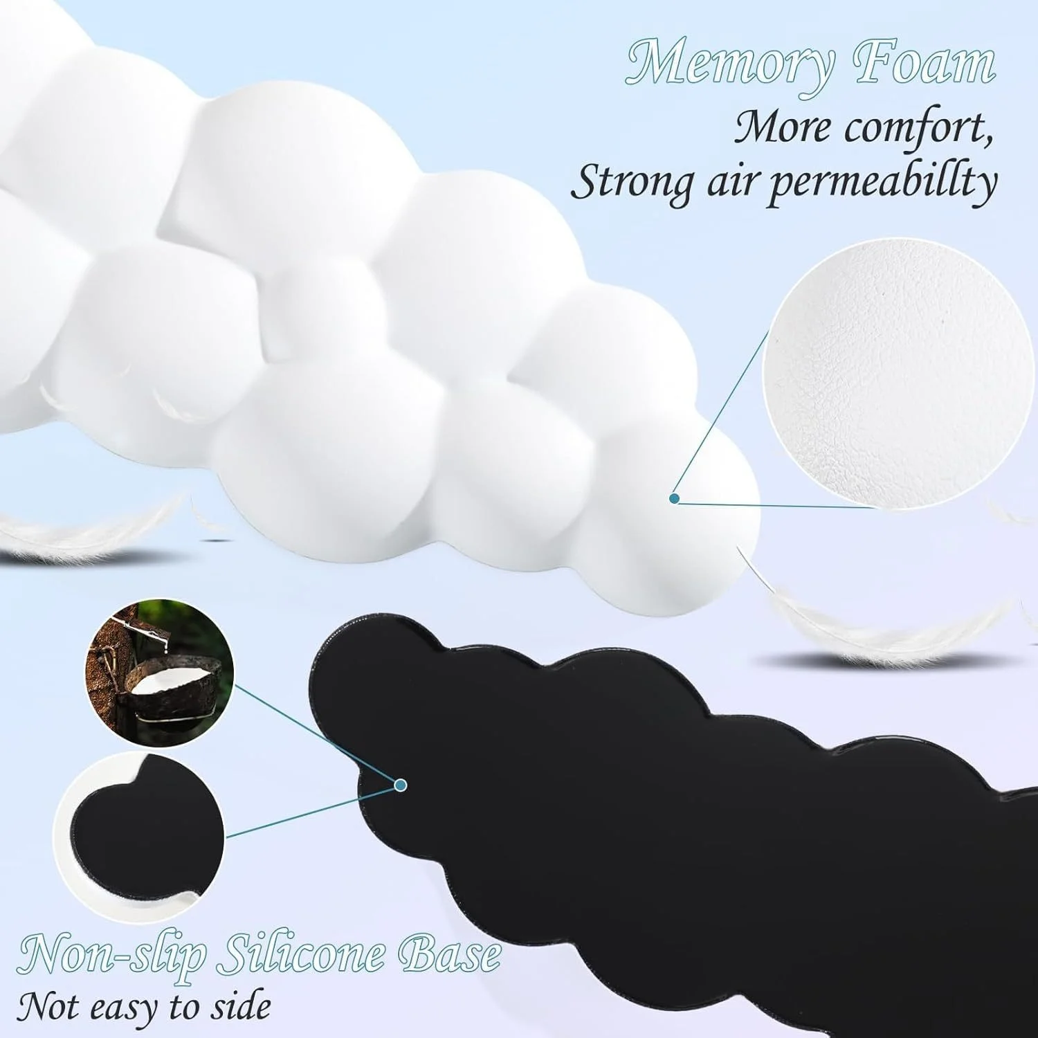 Memory-Schaum-Handgelenkauflage-Mauspad-Set mit Wolkenmuster, 5 Farben, ergonomische Schreibtischunterlage für Büro und Gaming – Detail 10